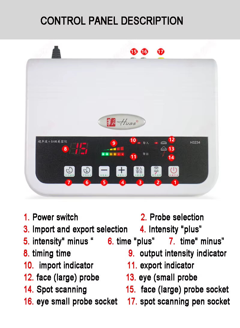 2 in 1 Ultrasonic Beauty Machine Ultrasound Facial Body Massager Detoxification Skin Deep Cleaning Wart Dark Spot Remover