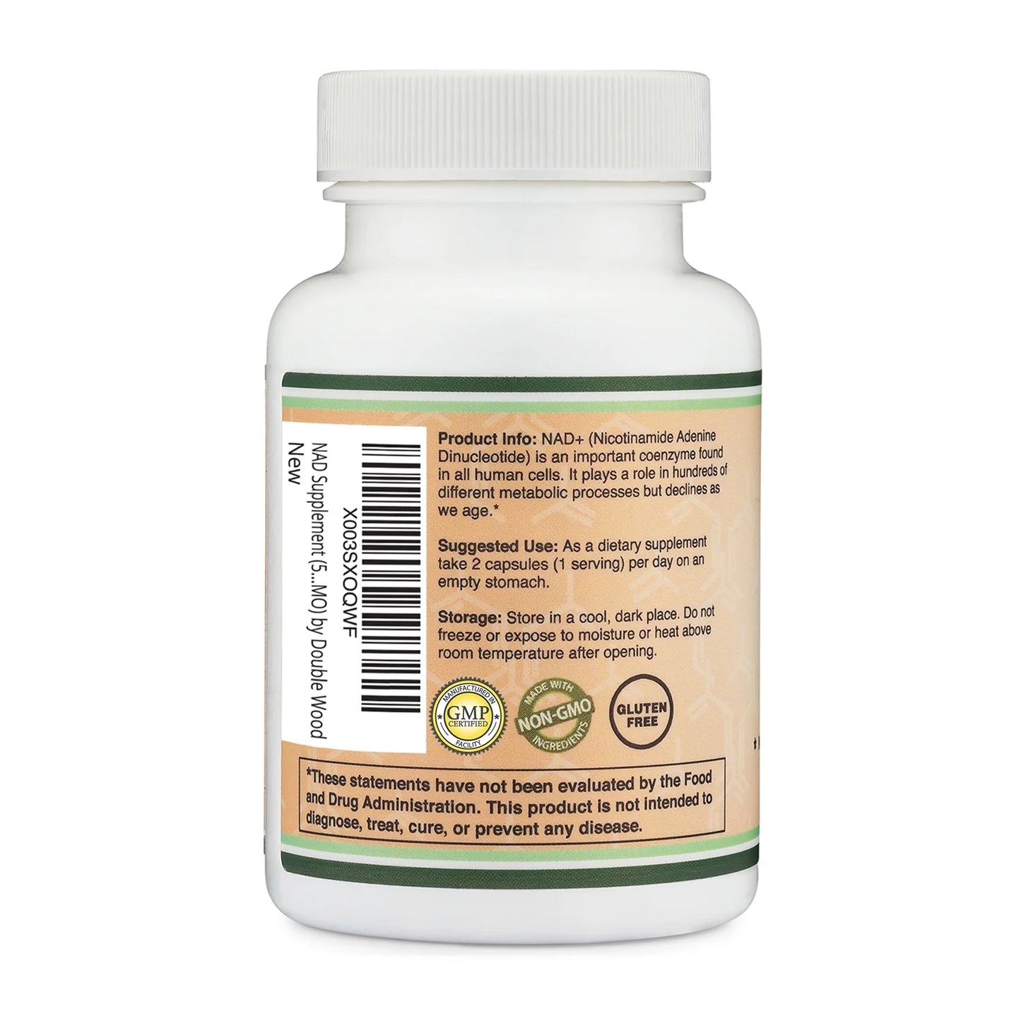 NAD+ Supplement - 60 X 250 Mg Capsules - Boosts Nicotinamide Adenine Dinucleotide (NAD) Levels