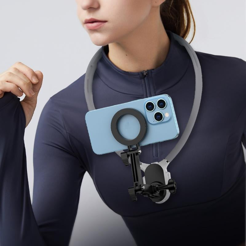 Neck Camera/Phone Holder for Recording, Magnetic Neck Chest Cellphone Mount for Camera Mobile Phone, Hands-Free POV Cell Phone Necklace Holder for Iphone & Android Phones & Sports Camera, Smartphone Stand, Phone Accessories