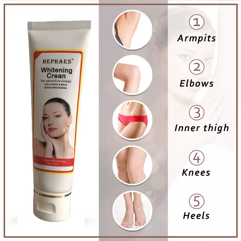 Dark Spot Corrector Skin Lightening Cream for Body Intimate Areas Armpit Knees Underarms 3 Days Whitening Cream Sensitive Areas