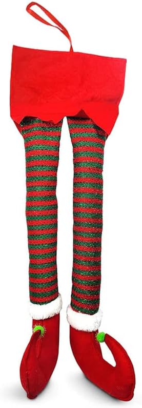 Funny Christmas Elf Leg Decorations: Novelty Car Leg Hangers, Festive, Easy Install,