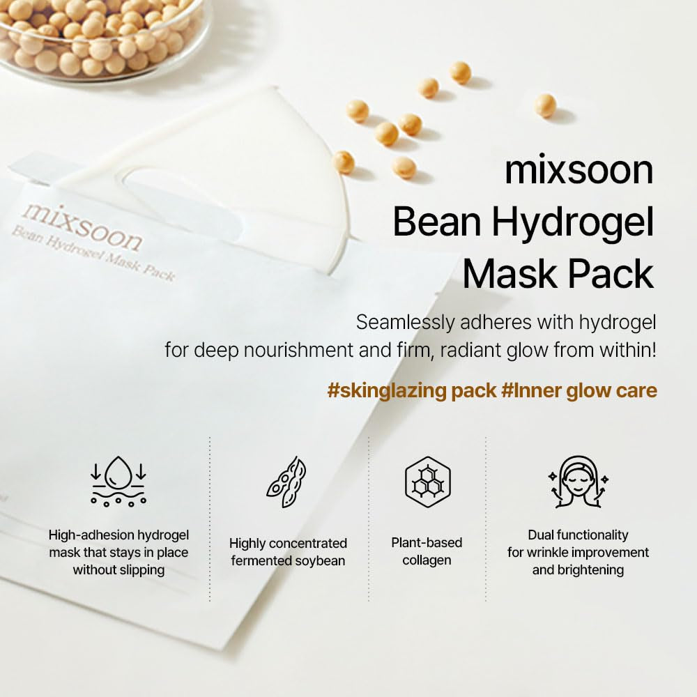 Hydrogel Collagen Mask (35Gx5Ea) Plant-Based Nutrition, Radiance, Hydration All-In-One Firming, Ingredients Absorbing over Time Korean Bean Essence Korean Collagen Mask