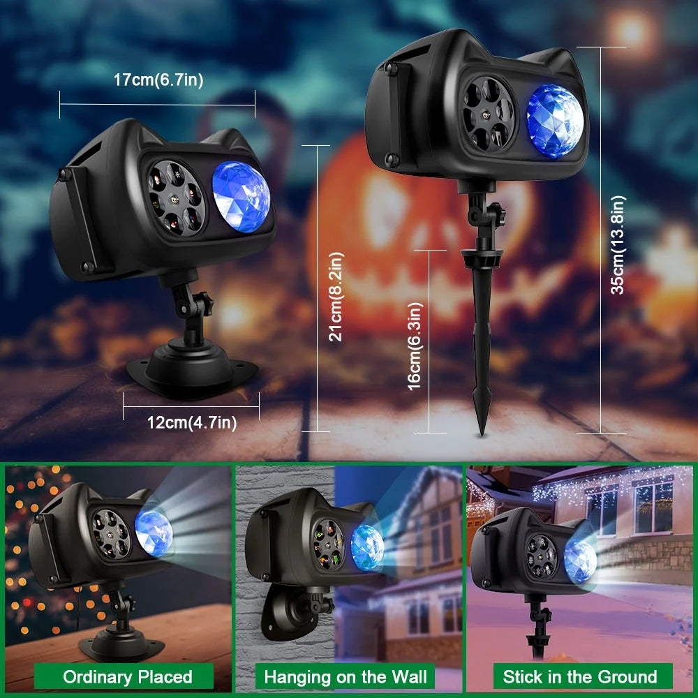 Outdoor Christmas Projector Light with Water Wave and Remote Control,12 Slides 72 Patterns Indoor Holiday Party Projection Lamp for Home Decoration