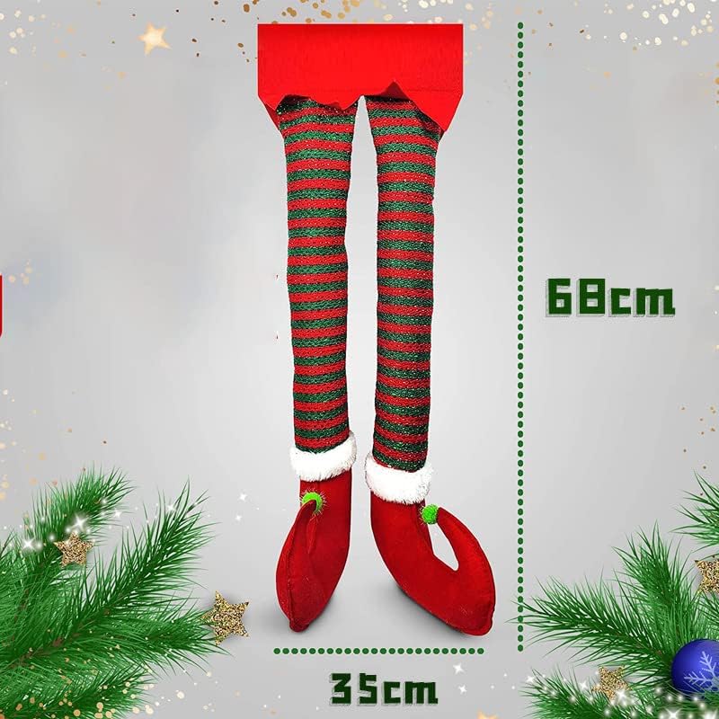 Funny Christmas Elf Leg Decorations: Novelty Car Leg Hangers, Festive, Easy Install,