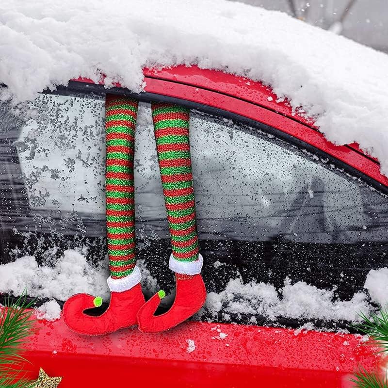 Funny Christmas Elf Leg Decorations: Novelty Car Leg Hangers, Festive, Easy Install,