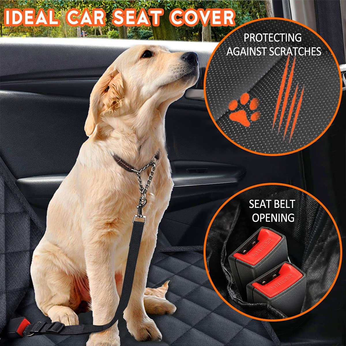 Furry Friend Car Seat Cover, Back Seat Cover for Dogs Pet Car Seat Protector Waterproof Bench Car Seat Cover, Non-Slip Reat Seat Cover Fits Middle Armrest for Most Cars Trucks Suvs - Black
