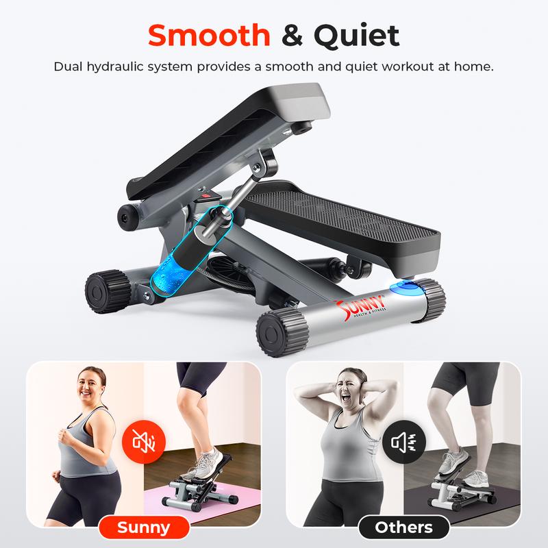 Sunny Health & Fitness Mini Stepper with Resistance Bands - Compact Home Cardio Machine for Full-Body Workouts and Rehabilitation, Supports 300 lbs Capacity