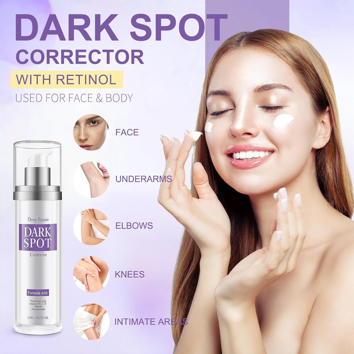 Dark Spot Remover for Face and Body, Dark Spot Corrector Cream, Skin Brown Spot Remover, Age Spot Remover with Retinol for Rapid Tone Repair Sun Spot Brown Spots Age Spots Freckles 1.7 Oz (Pack of 1)