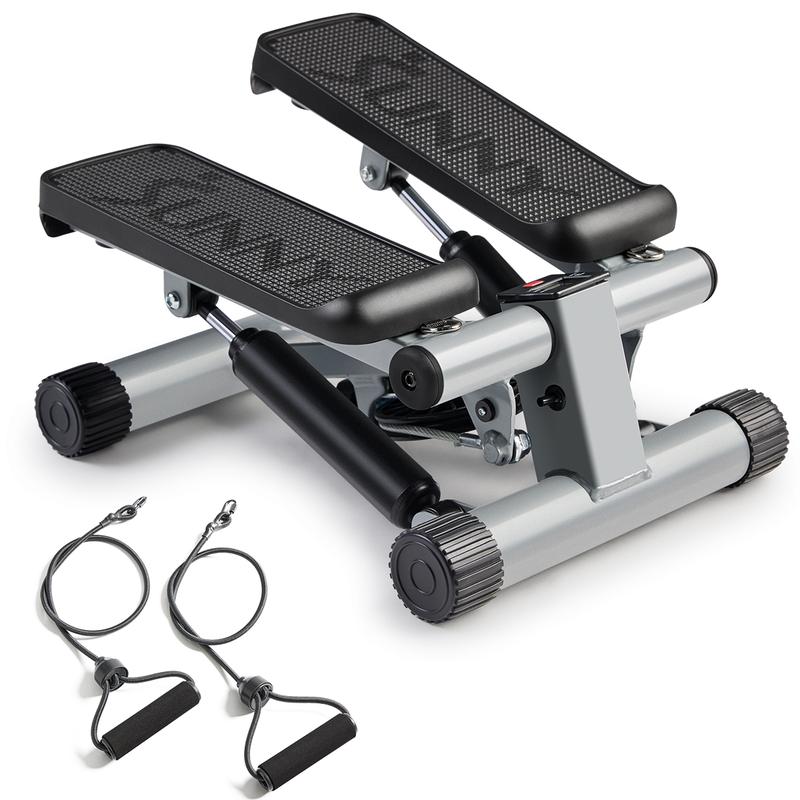 Sunny Health & Fitness Mini Stepper with Resistance Bands - Compact Home Cardio Machine for Full-Body Workouts and Rehabilitation, Supports 300 lbs Capacity