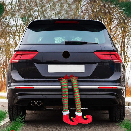 Funny Christmas Elf Leg Decorations: Novelty Car Leg Hangers, Festive, Easy Install,