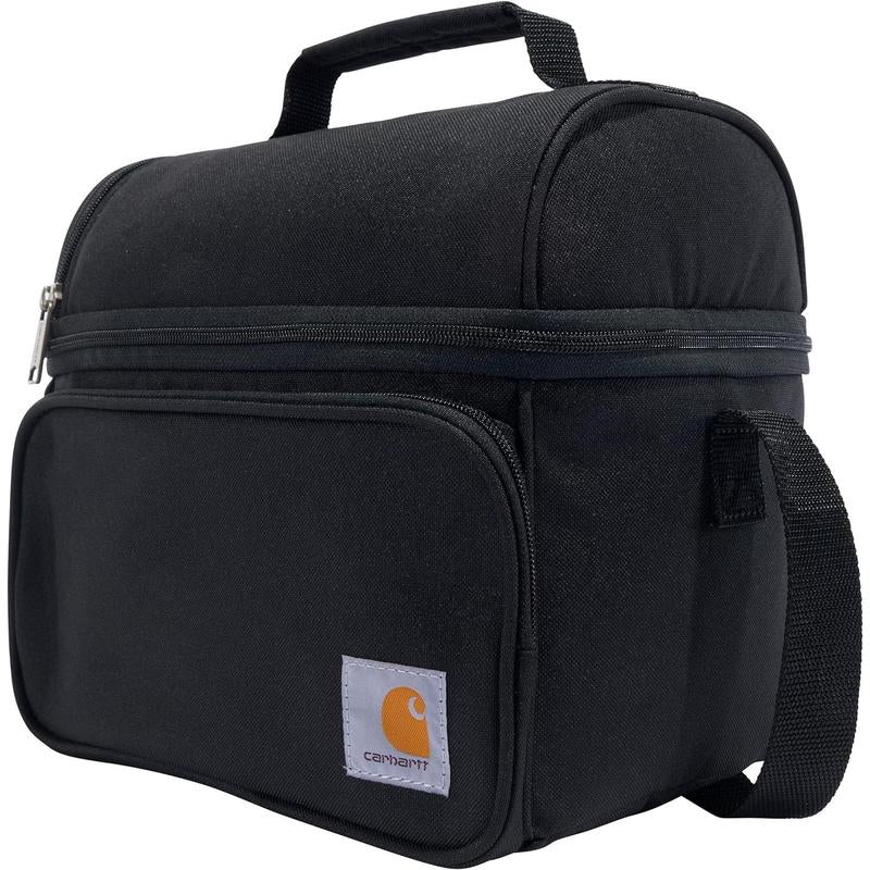 Carhartt Insulated 12 Can Two Compartment Lunch Cooler Bag - Rain Defender DWR Coating - Synthetic Lining Black 1 One Size One Size