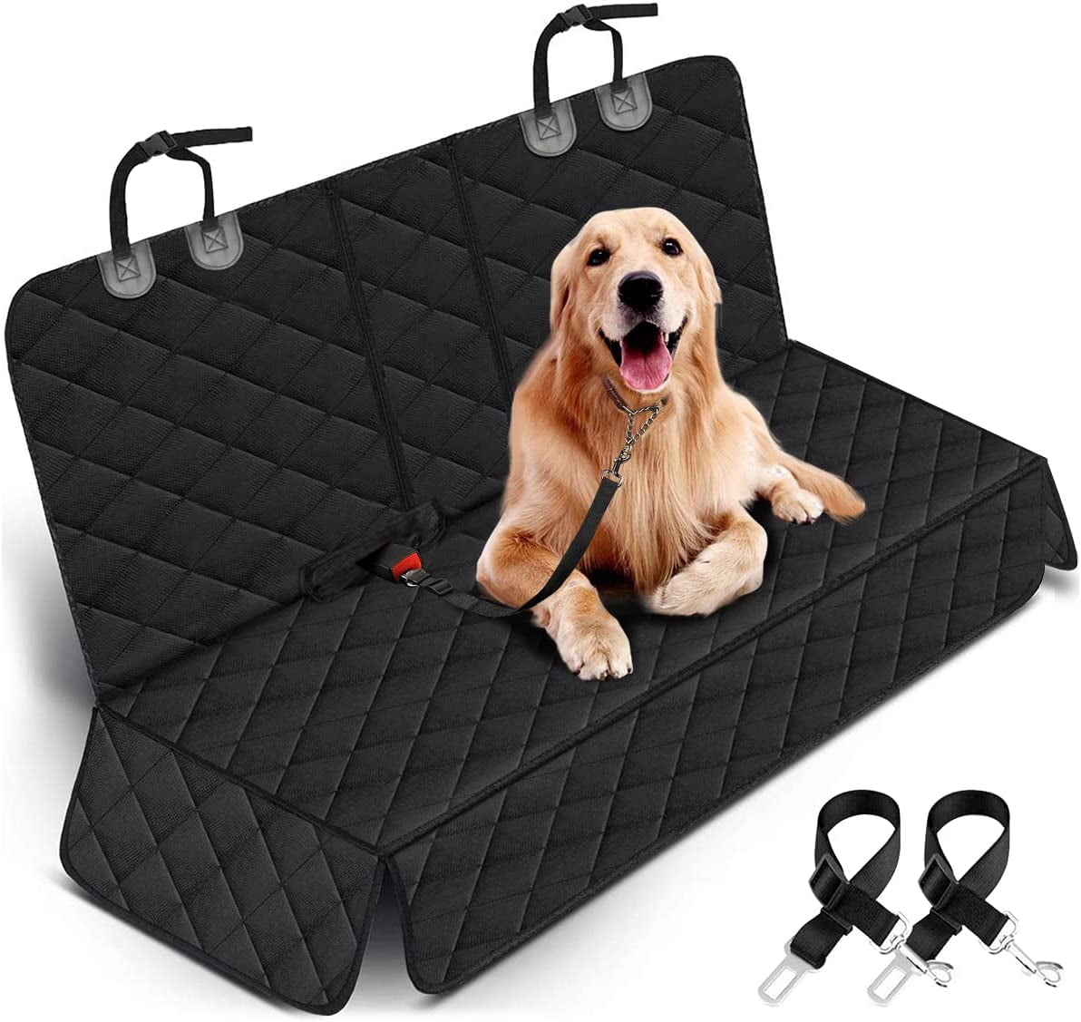 Furry Friend Car Seat Cover, Back Seat Cover for Dogs Pet Car Seat Protector Waterproof Bench Car Seat Cover, Non-Slip Reat Seat Cover Fits Middle Armrest for Most Cars Trucks Suvs - Black