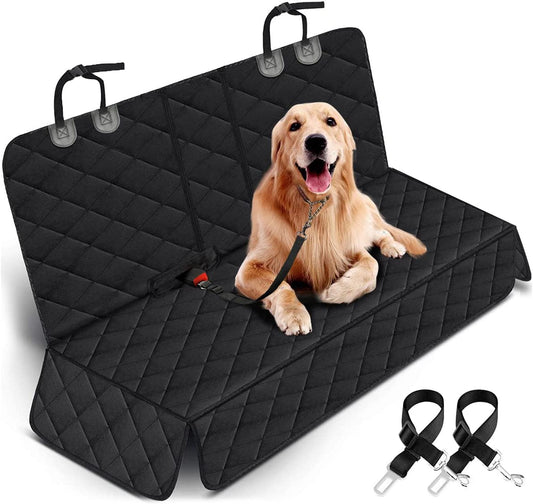 Furry Friend Car Seat Cover, Back Seat Cover for Dogs Pet Car Seat Protector Waterproof Bench Car Seat Cover, Non-Slip Reat Seat Cover Fits Middle Armrest for Most Cars Trucks Suvs - Black