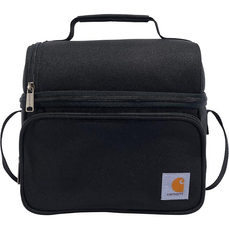 Carhartt Insulated 12 Can Two Compartment Lunch Cooler Bag - Rain Defender DWR Coating - Synthetic Lining Black 1 One Size One Size