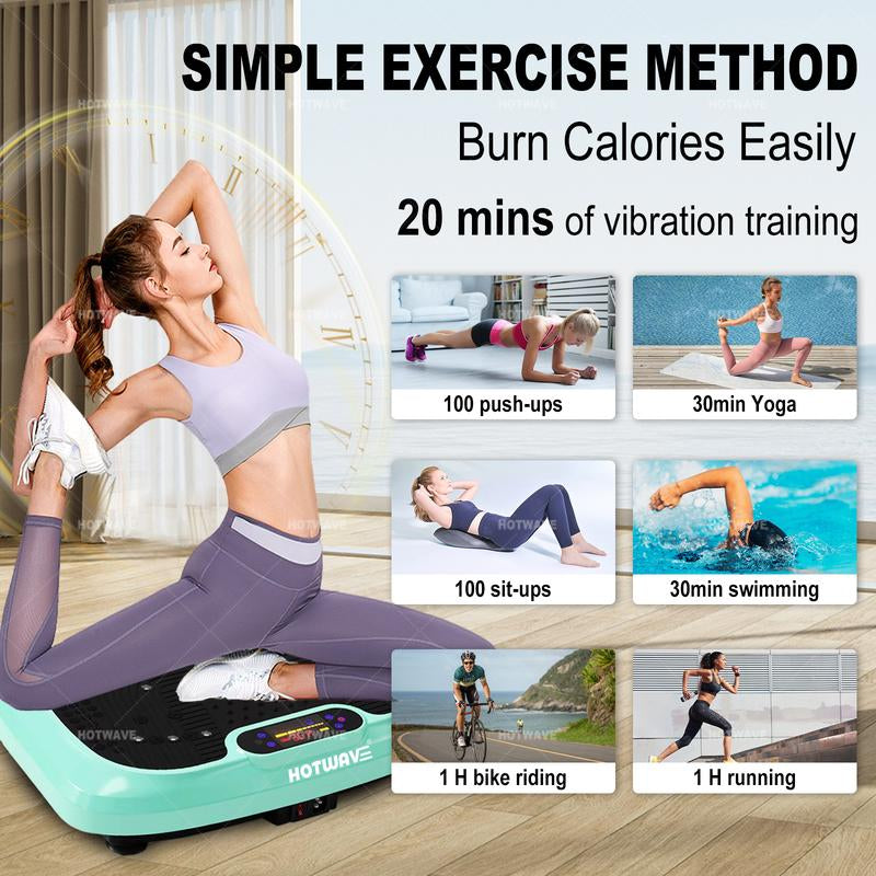 HOTWAVE Vibration Plate Machine, 450 Lbs Weight Capacity, Lymphatic Drainage Machine, Full Body Workout Vibration Plate, Home Gym Equipment for Health Outdoorfun