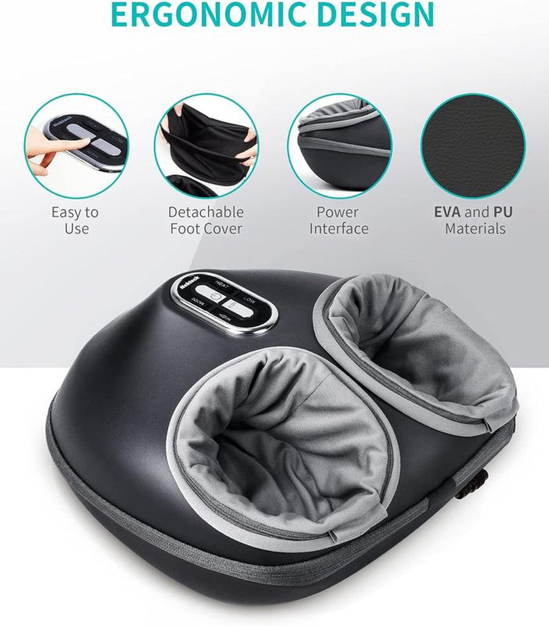 Shiatsu Foot Massager with Soothing Heat, Deep Kneading Therapy& Air Compression, Promotes Blood Circulation, Foot Comfort, Adjustable Settings for Sensitive Feet, Thanksgiving Gift