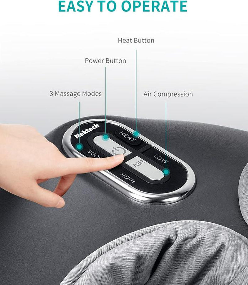 Shiatsu Foot Massager with Soothing Heat, Deep Kneading Therapy& Air Compression, Promotes Blood Circulation, Foot Comfort, Adjustable Settings for Sensitive Feet, Thanksgiving Gift